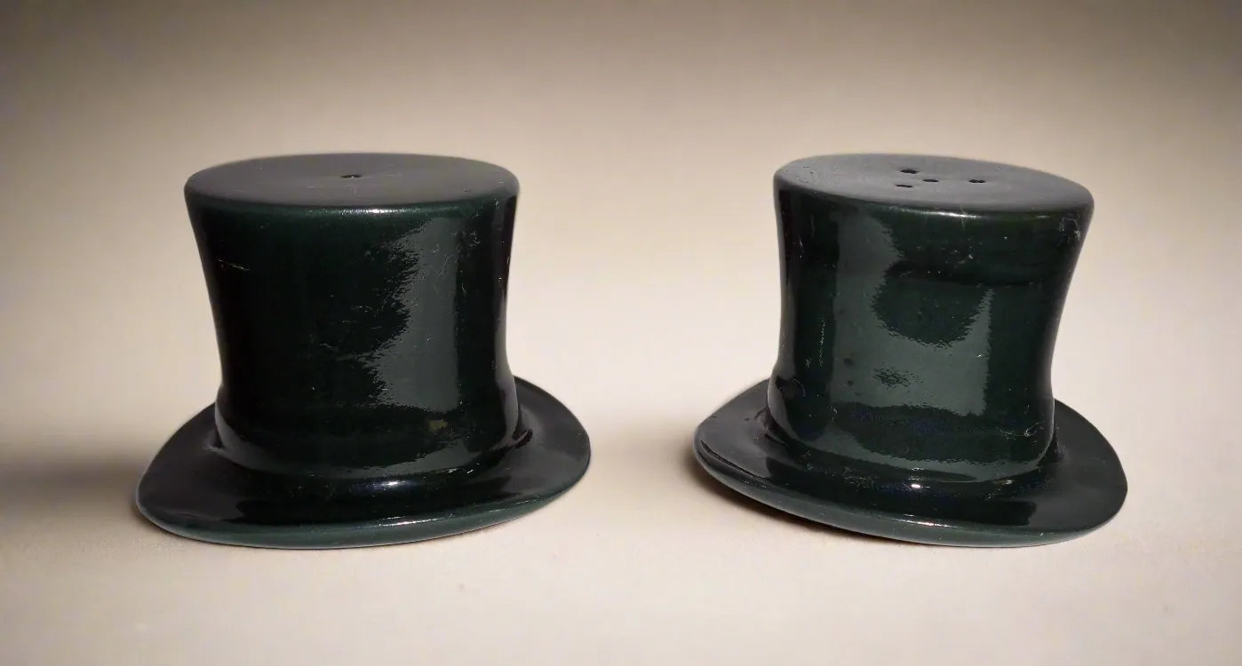 1970s Top Hat Novelty Salt & Pepper Pots Approved By The London Design Council