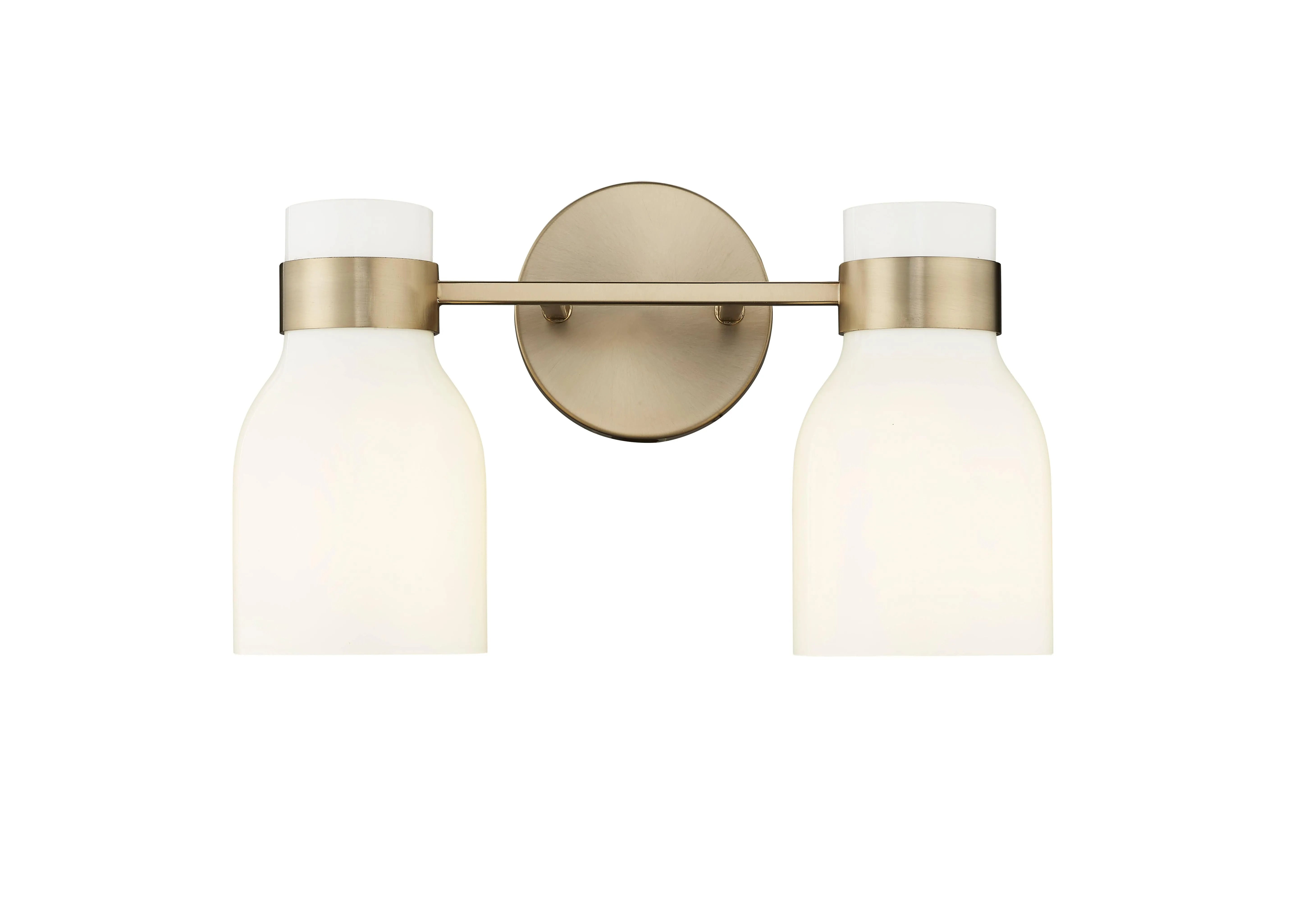 2 Lamps Corella Vanity Light - Modern Gold - Opal Shiny Glass - 14in. Wide