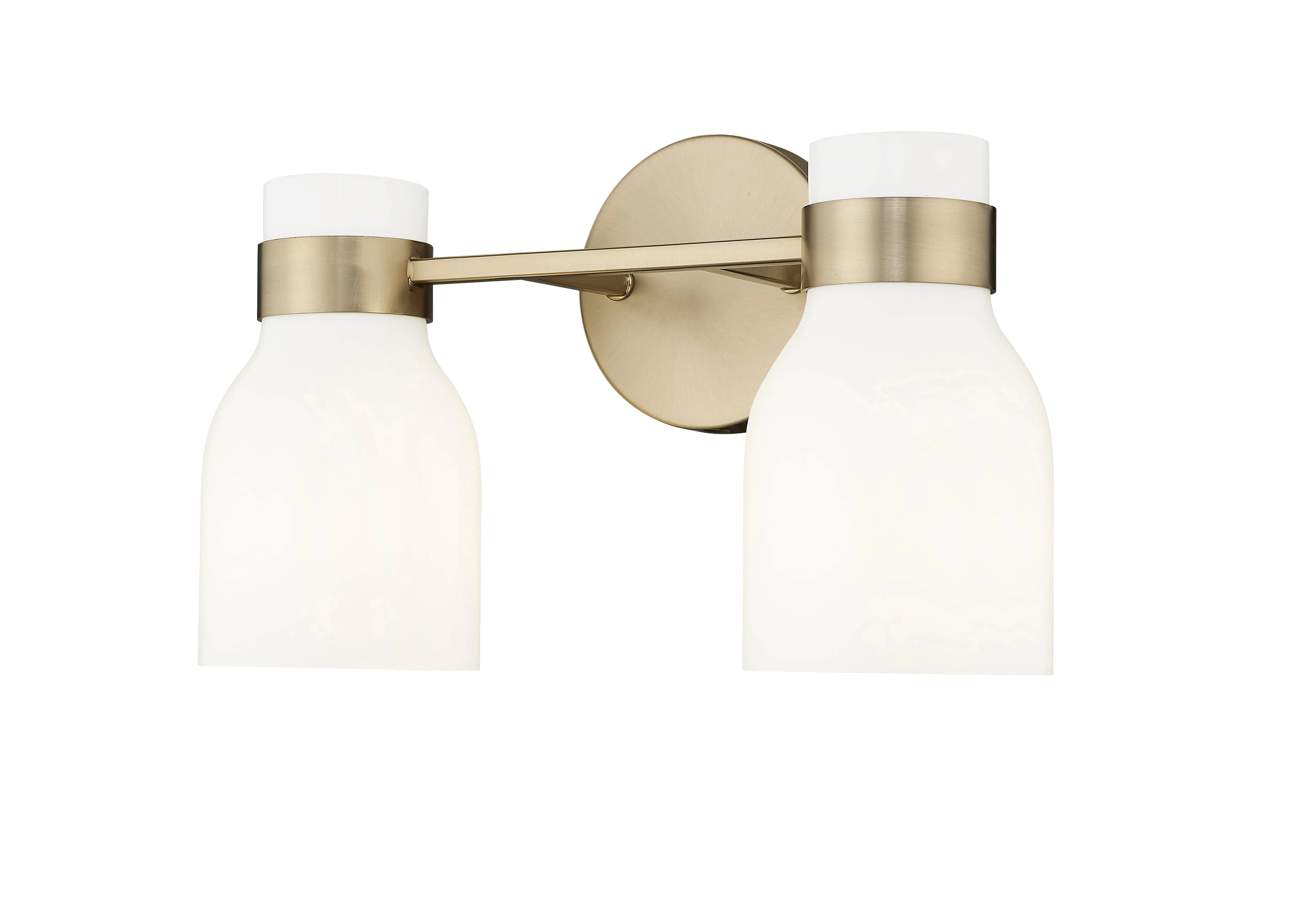 2 Lamps Corella Vanity Light - Modern Gold - Opal Shiny Glass - 14in. Wide