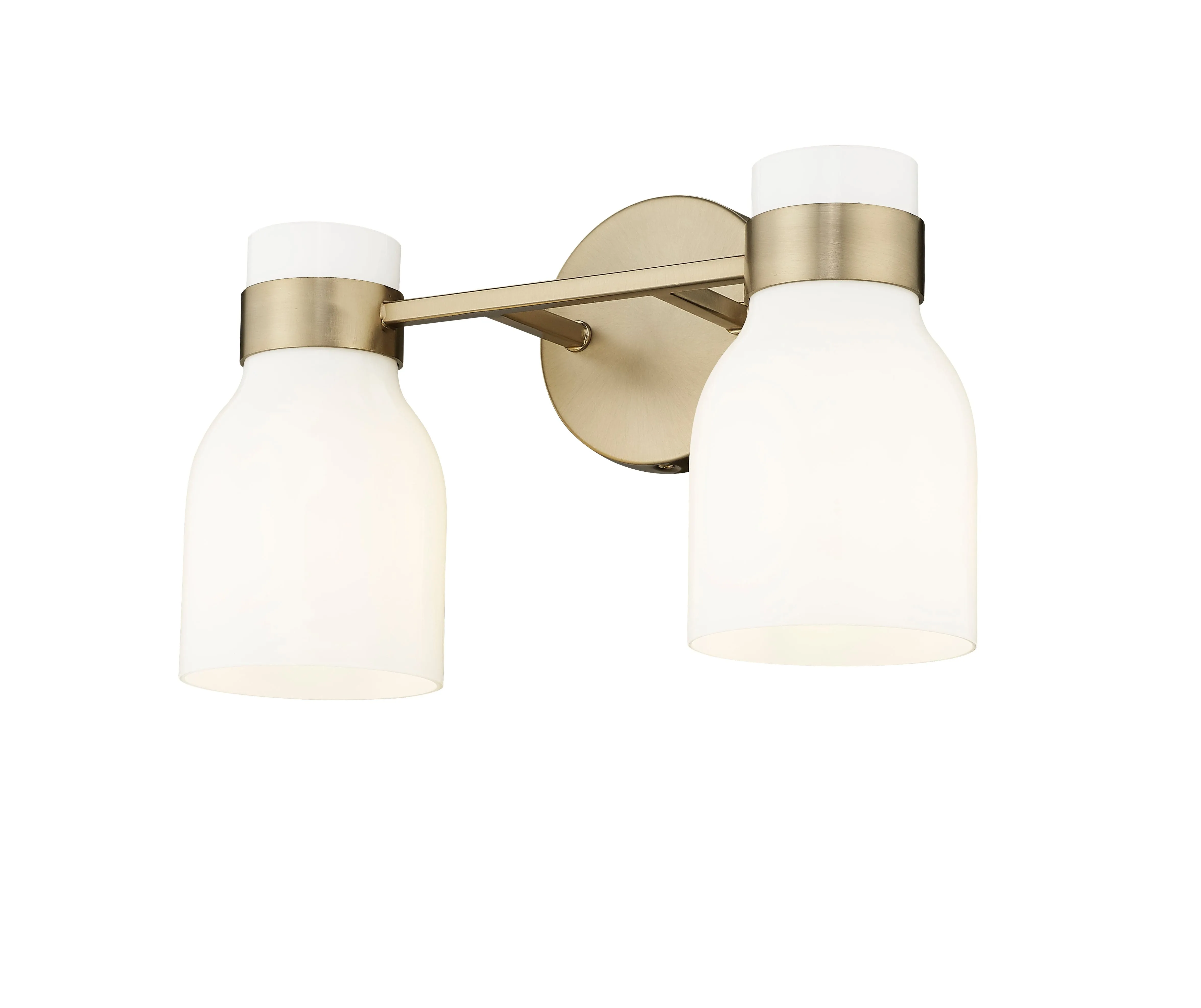 2 Lamps Corella Vanity Light - Modern Gold - Opal Shiny Glass - 14in. Wide