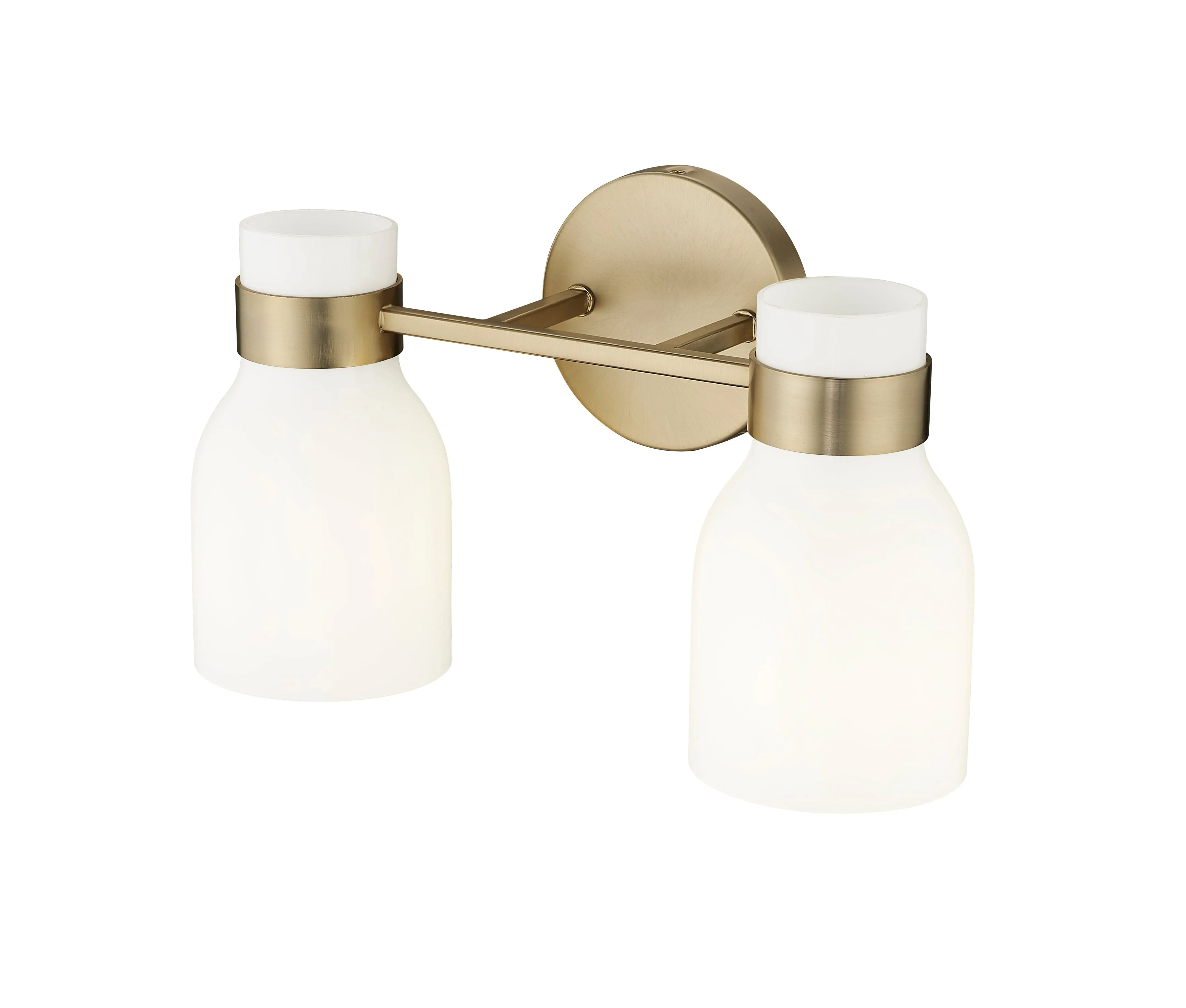 2 Lamps Corella Vanity Light - Modern Gold - Opal Shiny Glass - 14in. Wide