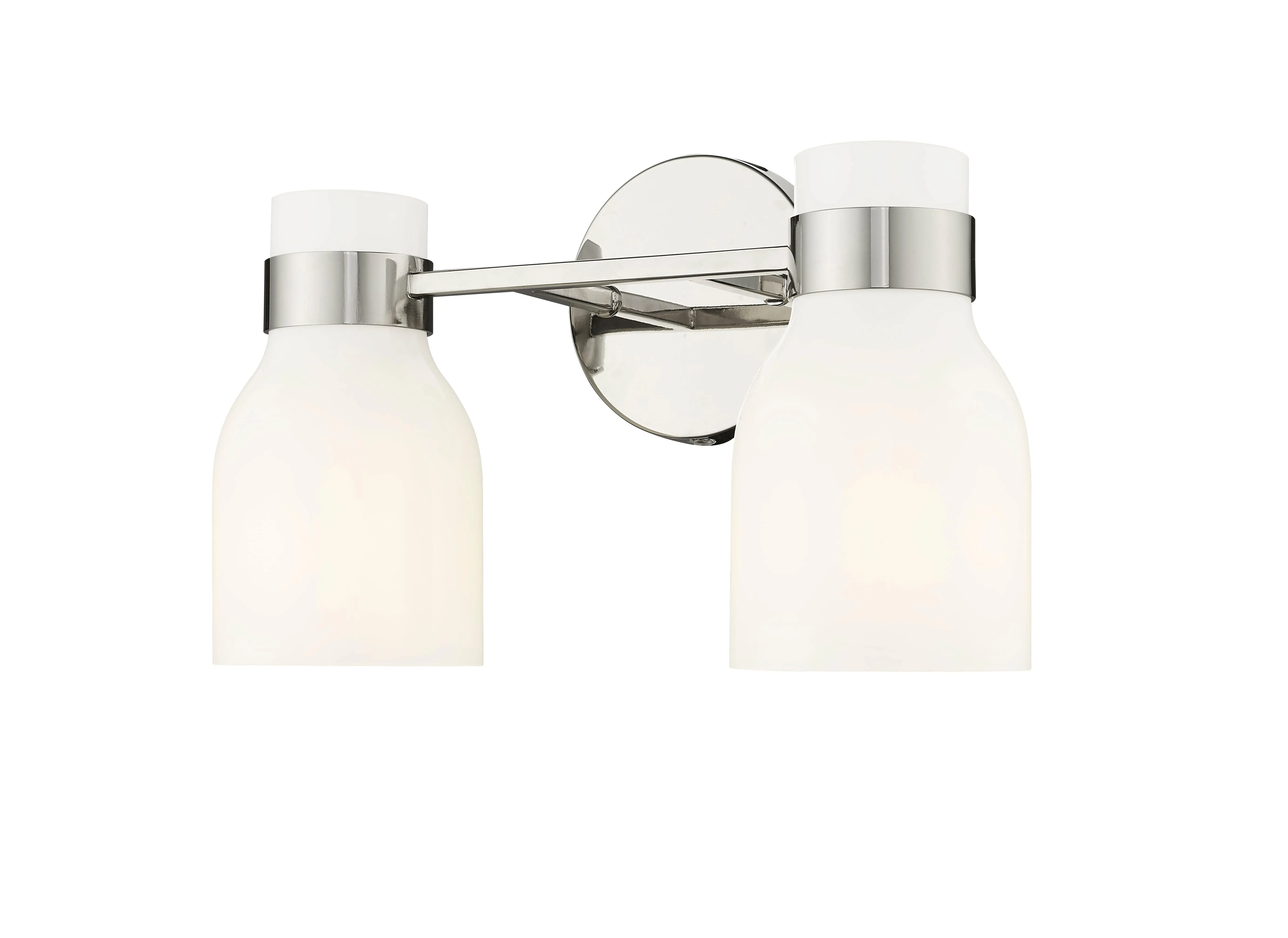 2 Lamps Corella Vanity Light - Polished Nickel - Opal Shiny Glass - 14in. Wide