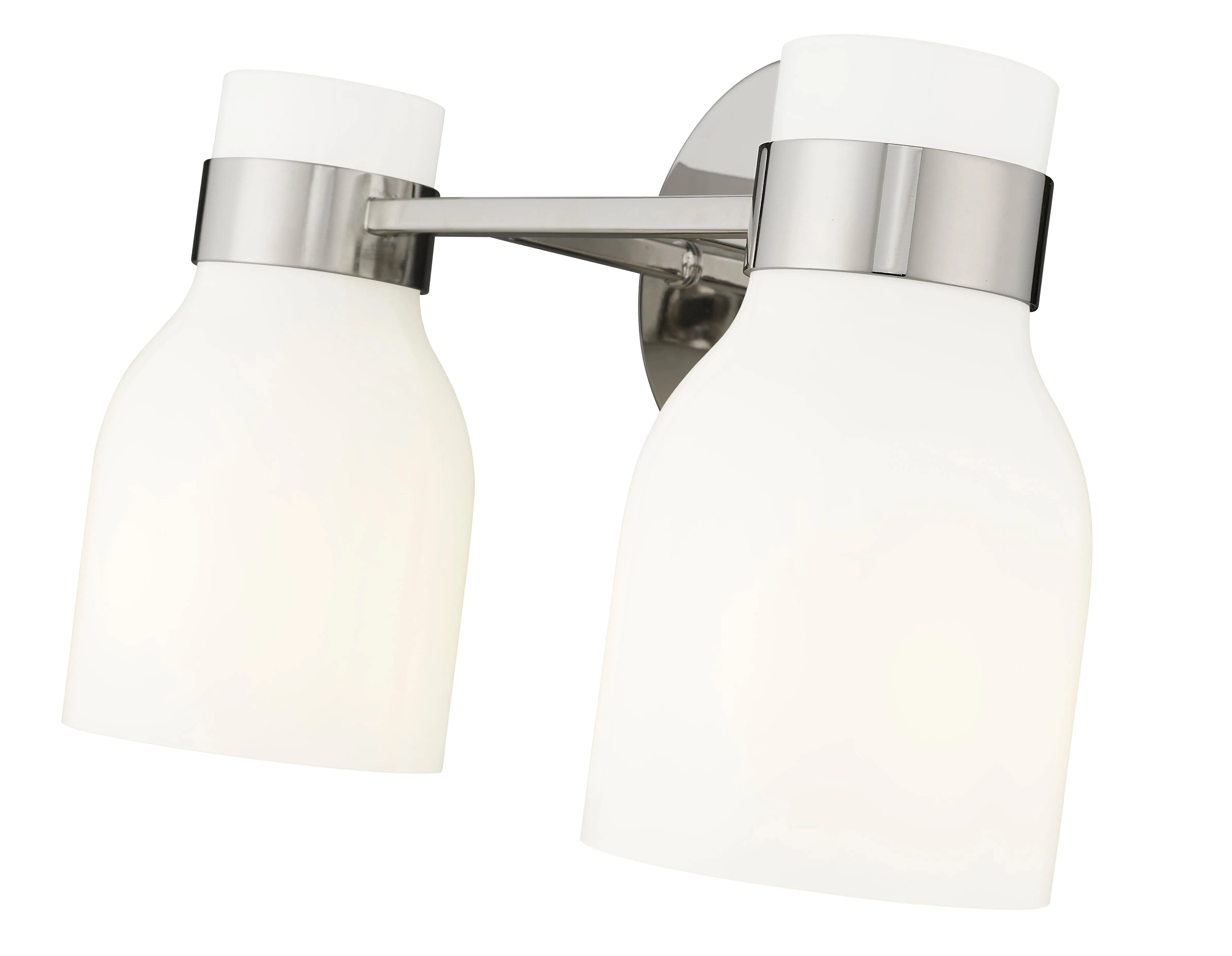 2 Lamps Corella Vanity Light - Polished Nickel - Opal Shiny Glass - 14in. Wide