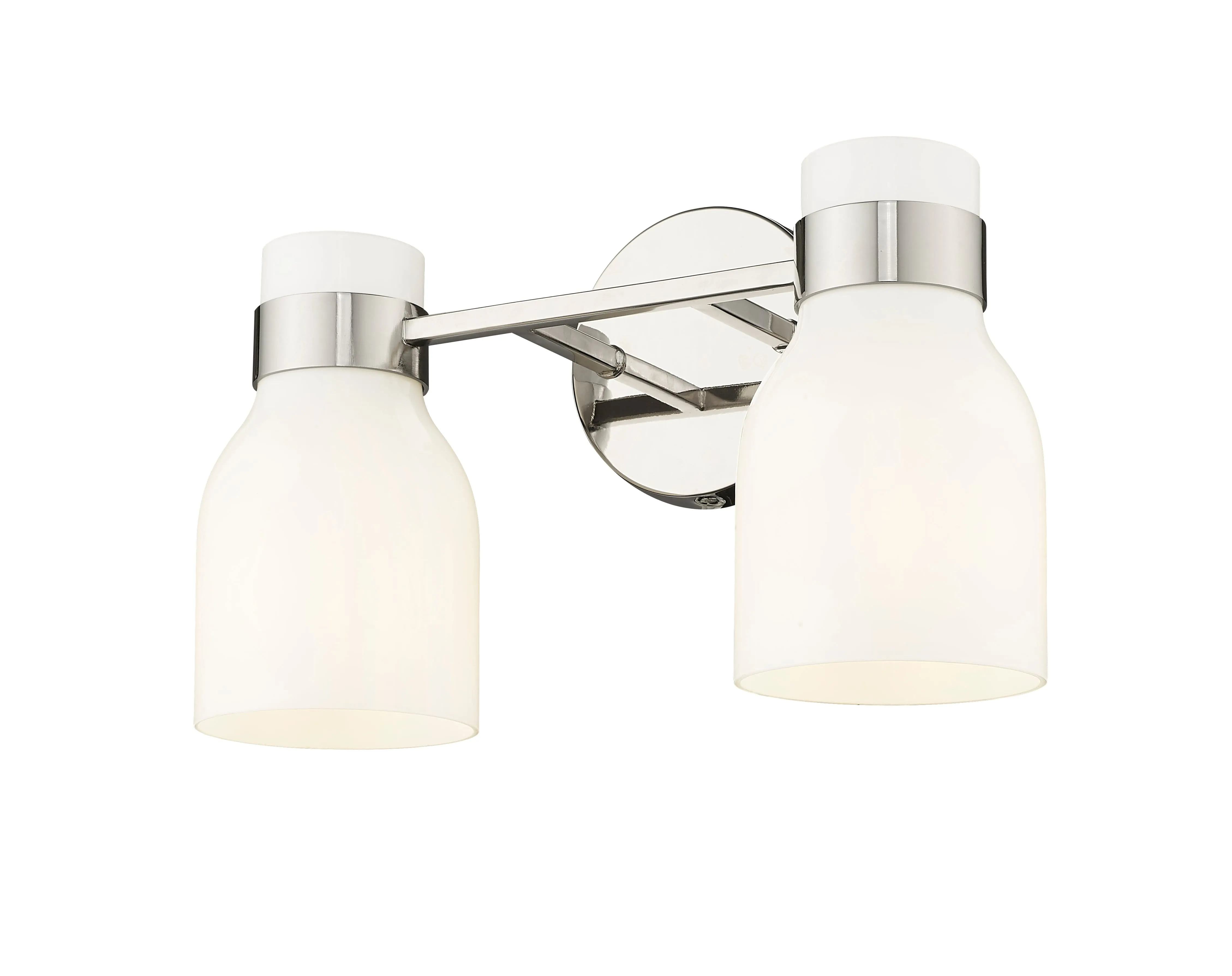 2 Lamps Corella Vanity Light - Polished Nickel - Opal Shiny Glass - 14in. Wide