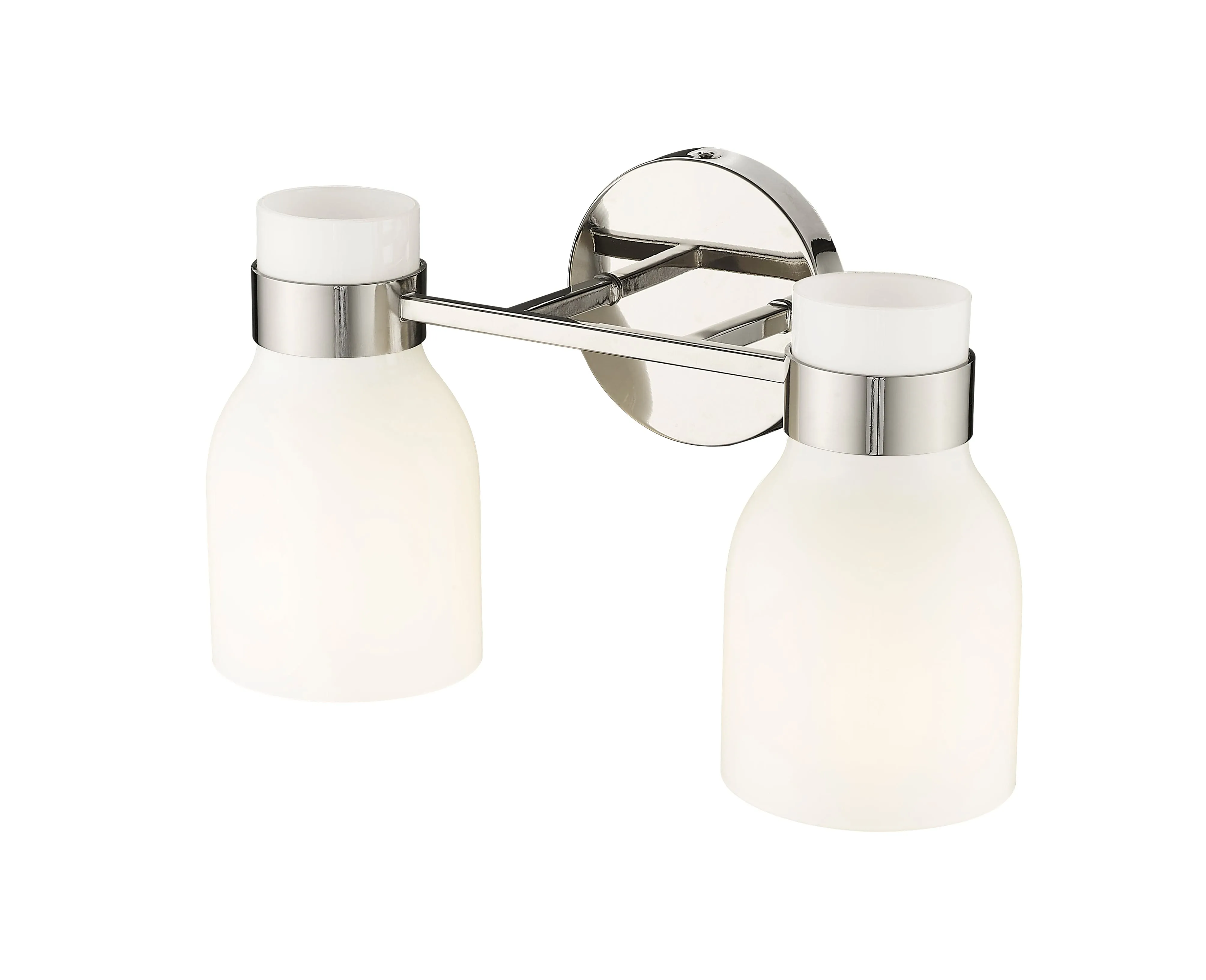 2 Lamps Corella Vanity Light - Polished Nickel - Opal Shiny Glass - 14in. Wide