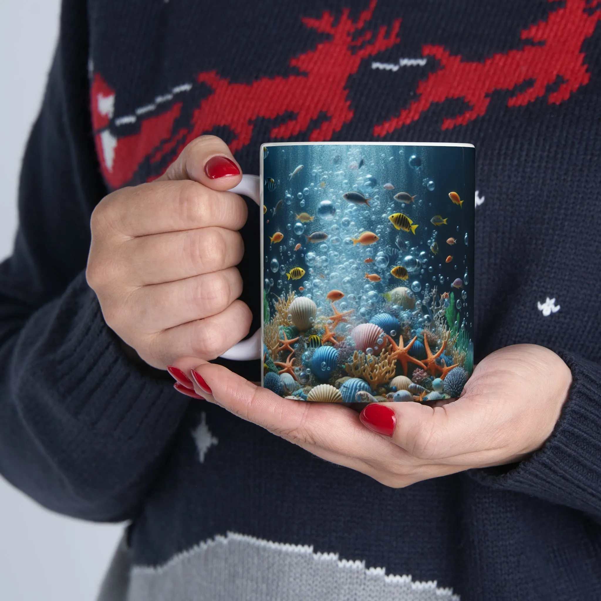 3D fish Ceramic Mug, 11oz