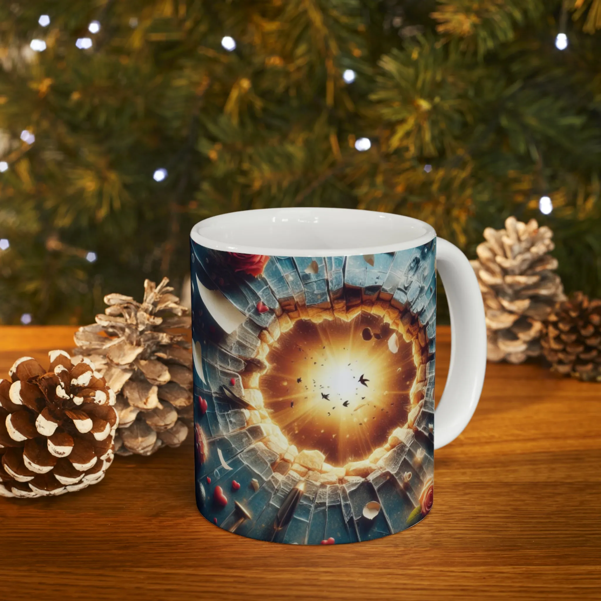 3D Hearts in Space | Ceramic Mug, 11oz