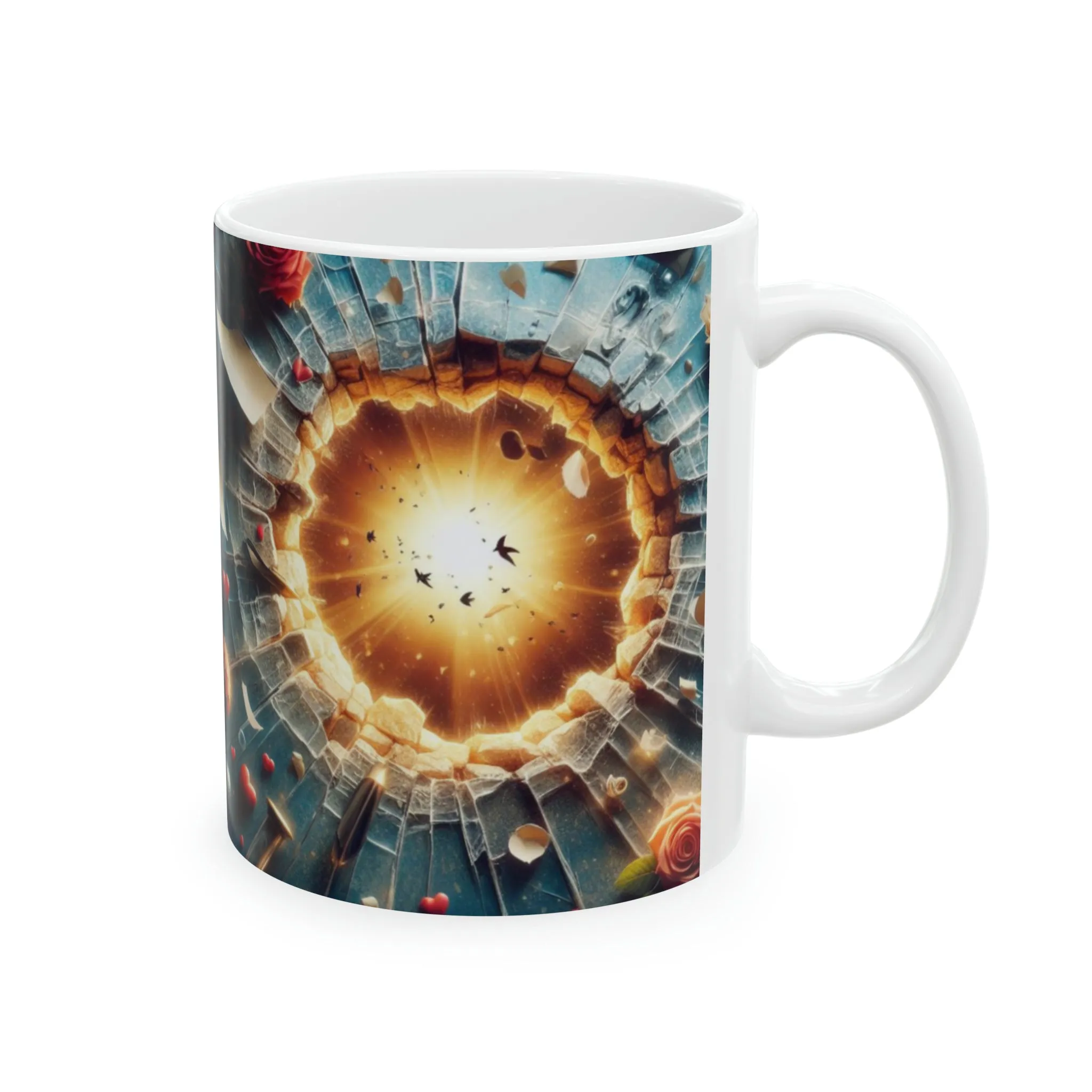 3D Hearts in Space | Ceramic Mug, 11oz