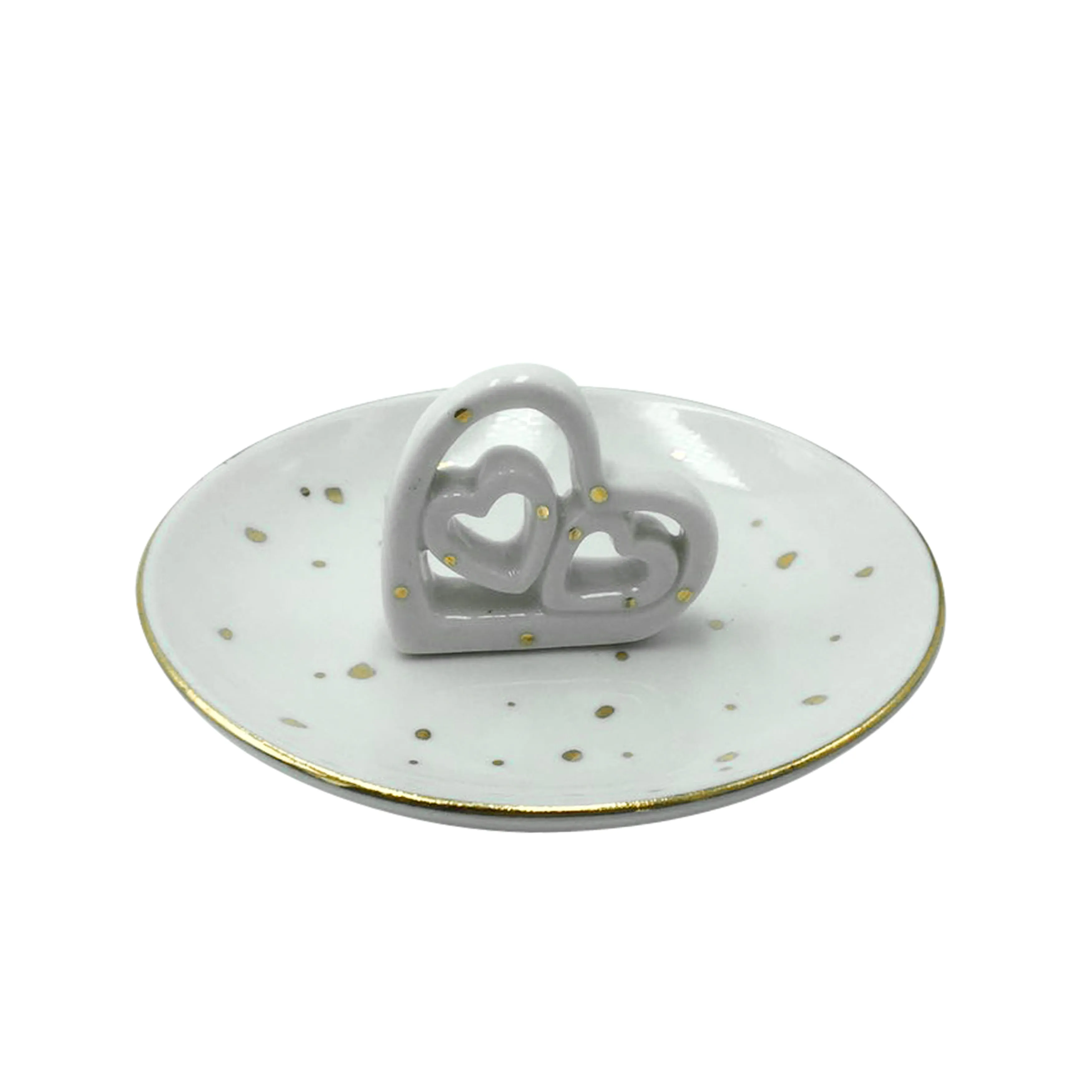 5" Trinket Cut-Out Hearts Tray, White