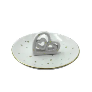 5" Trinket Cut-Out Hearts Tray, White