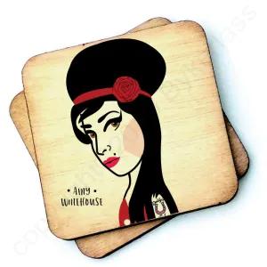 Amy Winehouse Rustic Character Wooden Coaster - RWC1