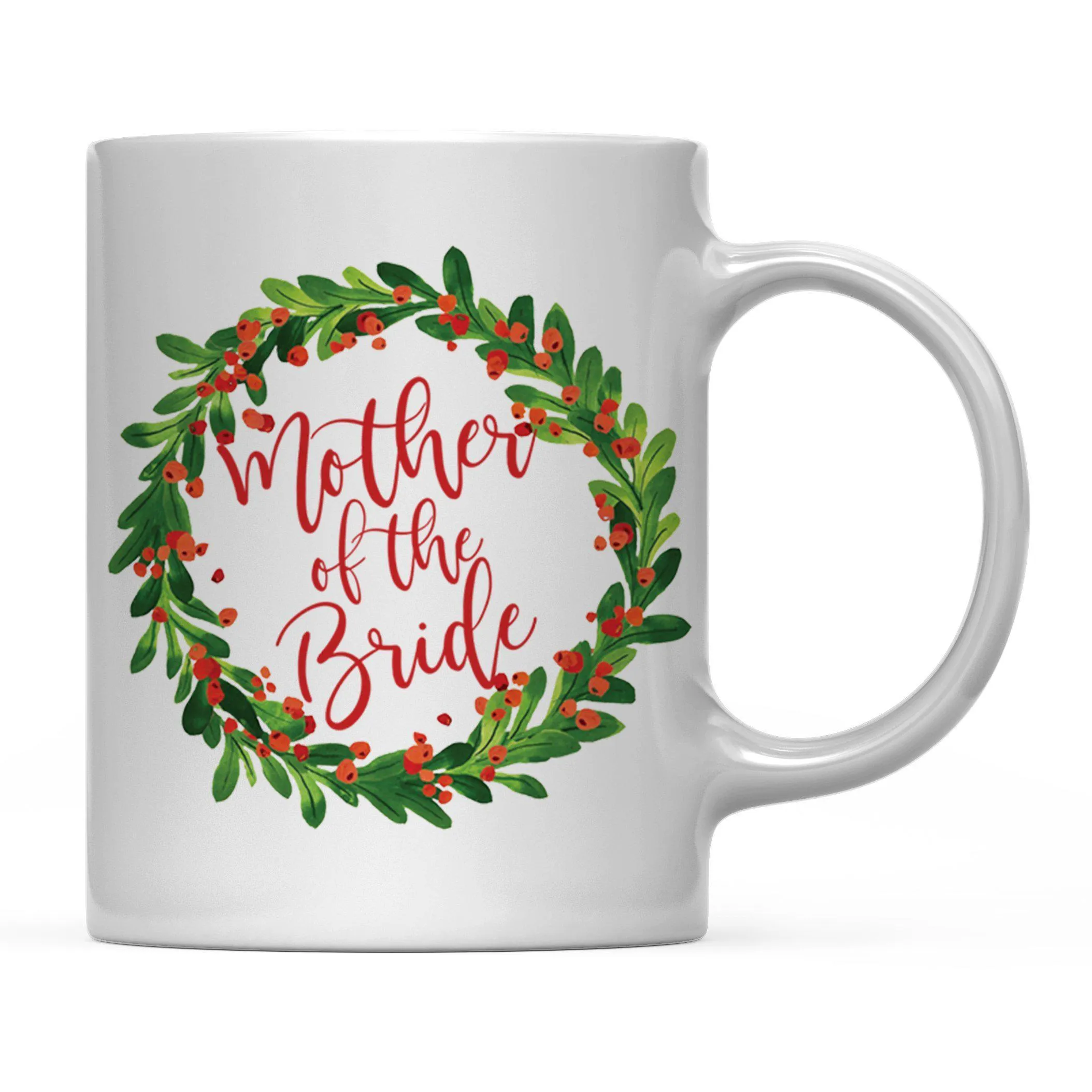 Andaz Press 11oz Christmas Red Berries Green Leaves Floral Wreath Coffee Mug