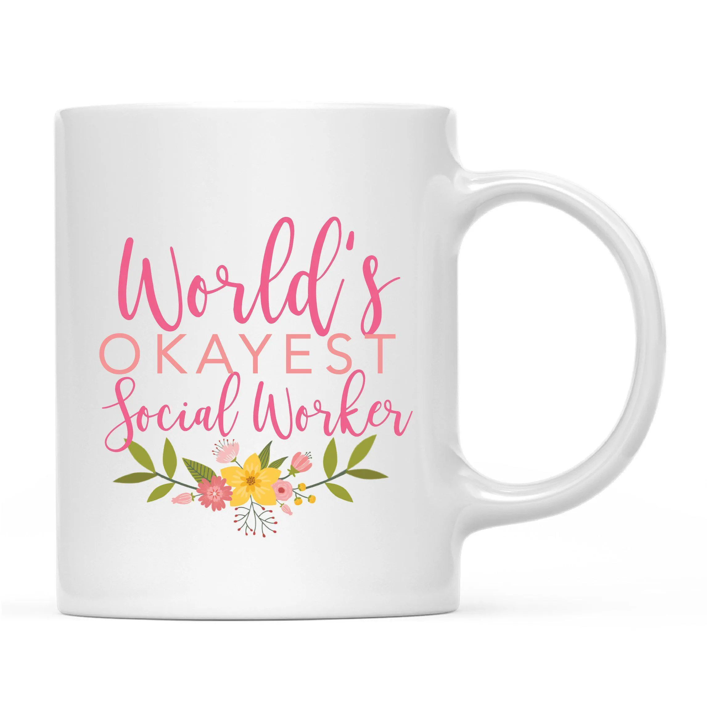 Andaz Press 11oz Floral Wreath World's Okayest Floral Coffee Mug