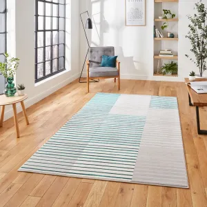 Apollo 2681 Grey and Green Modern Linear Rug