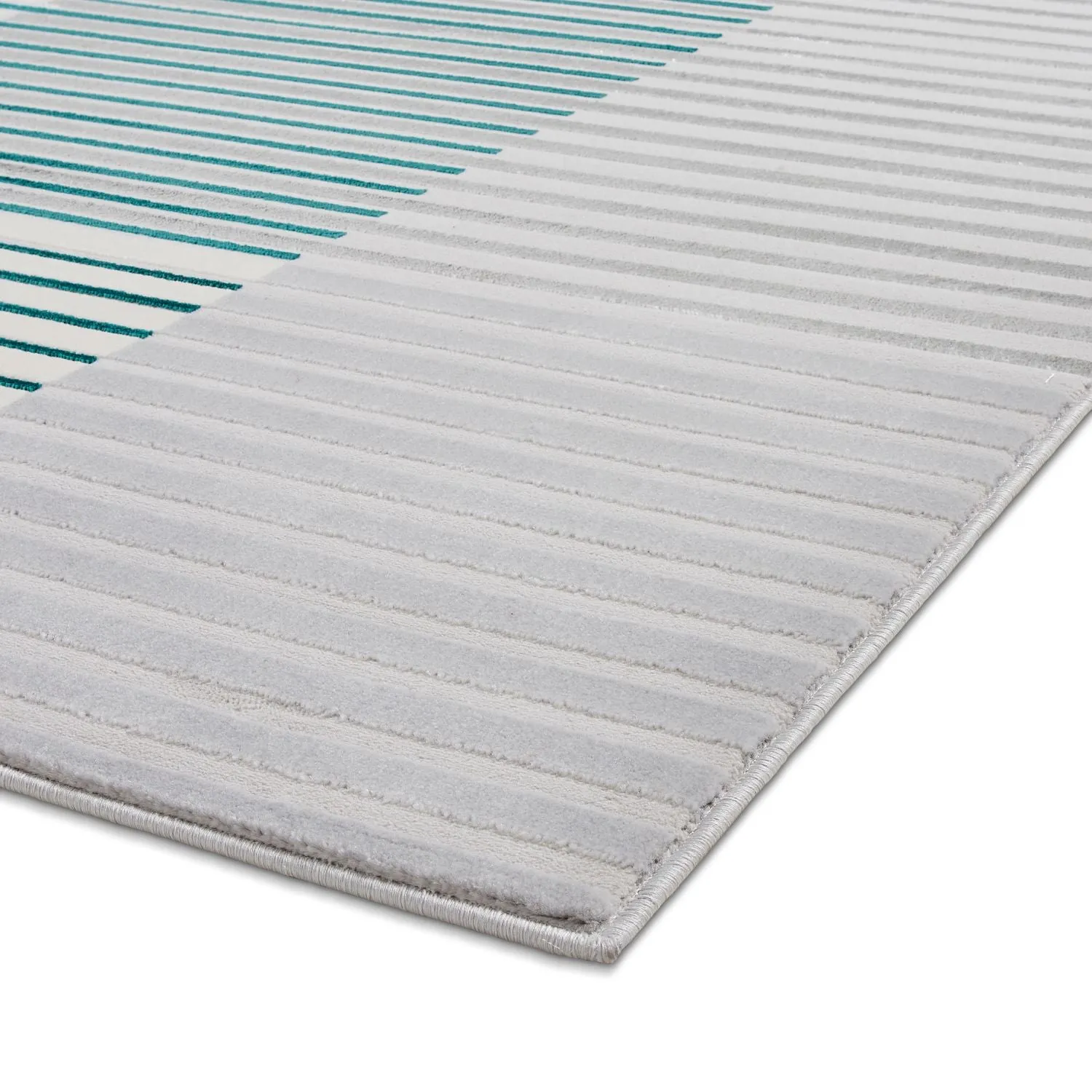 Apollo 2681 Grey and Green Modern Linear Rug