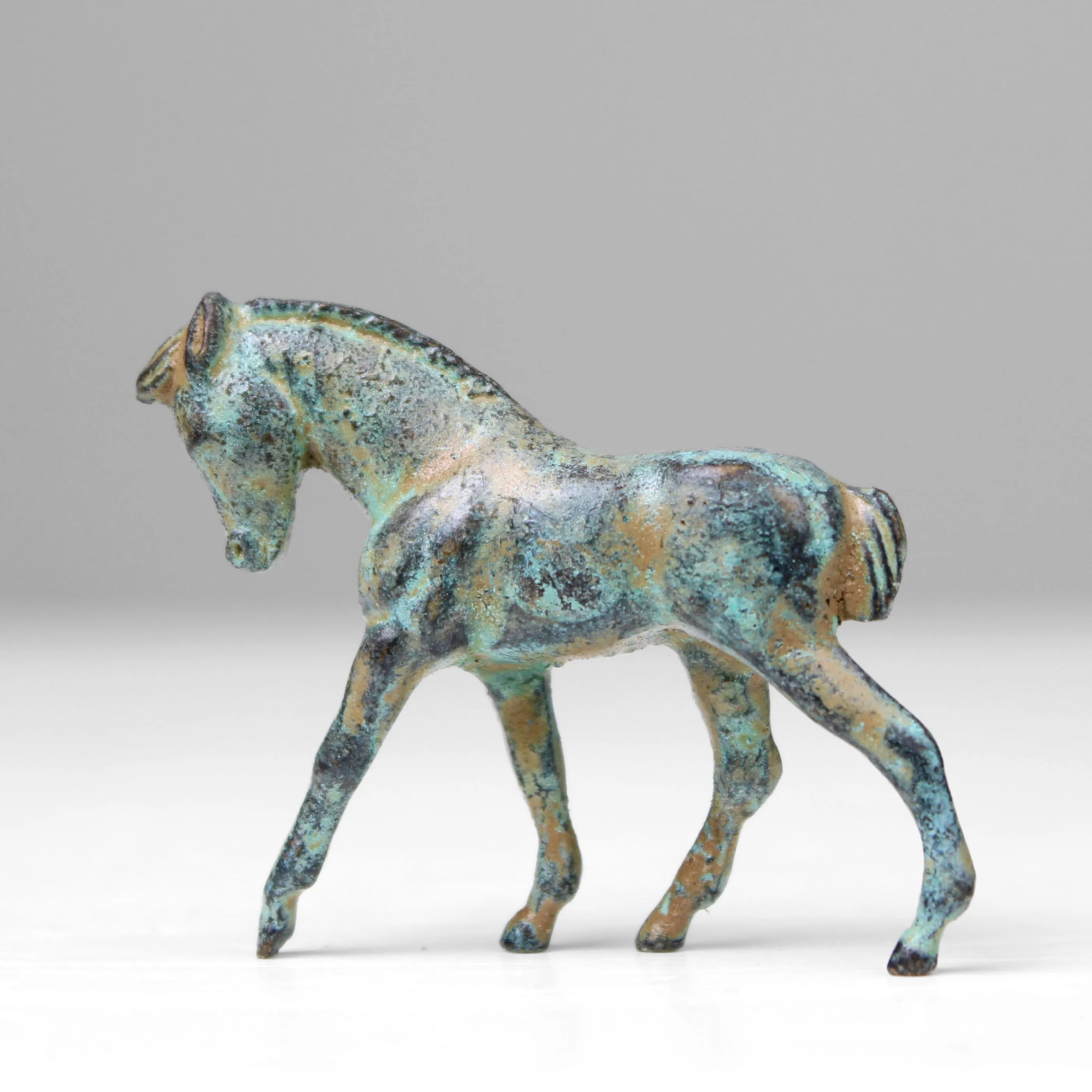 Baby Horse Statue (Green Bronze) - Young Foal