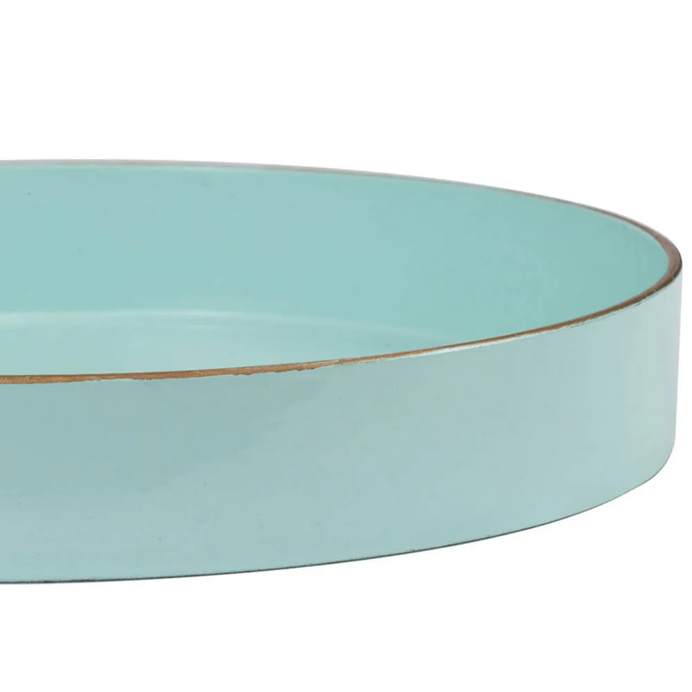 Beautiful Mimosa Round Tray, Powder Blue By Casagear Home