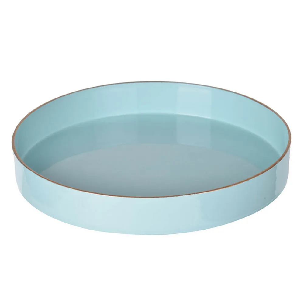 Beautiful Mimosa Round Tray, Powder Blue By Casagear Home