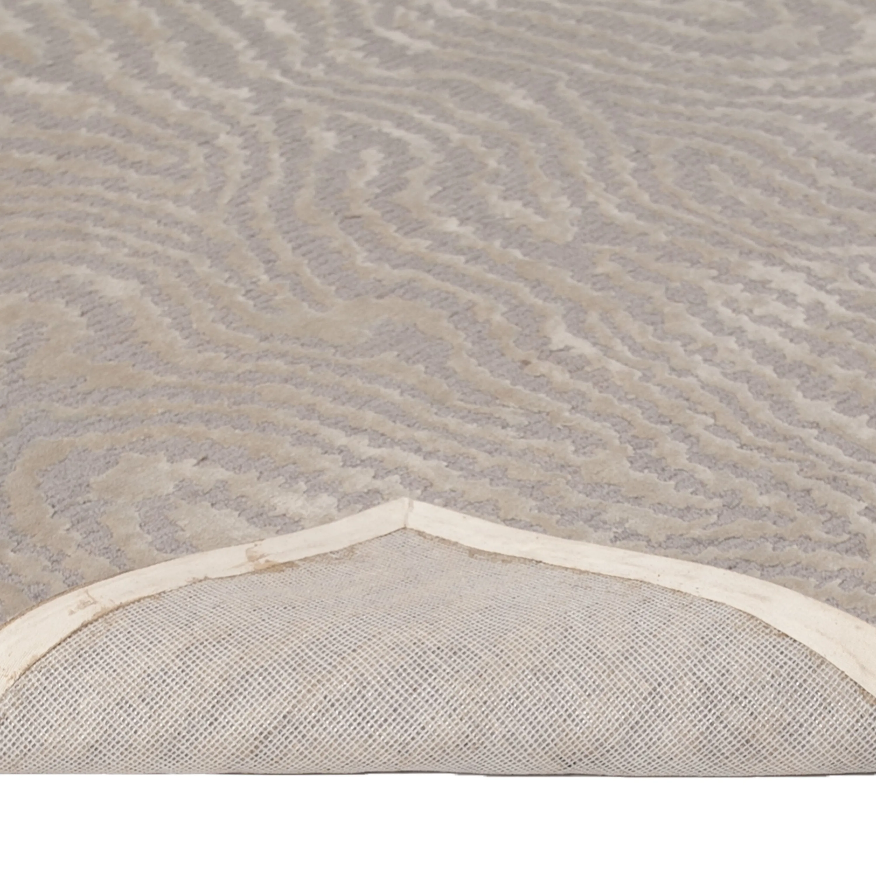 Beige Modern Wool Silk Blend Rug - 2'4" x 3'9"