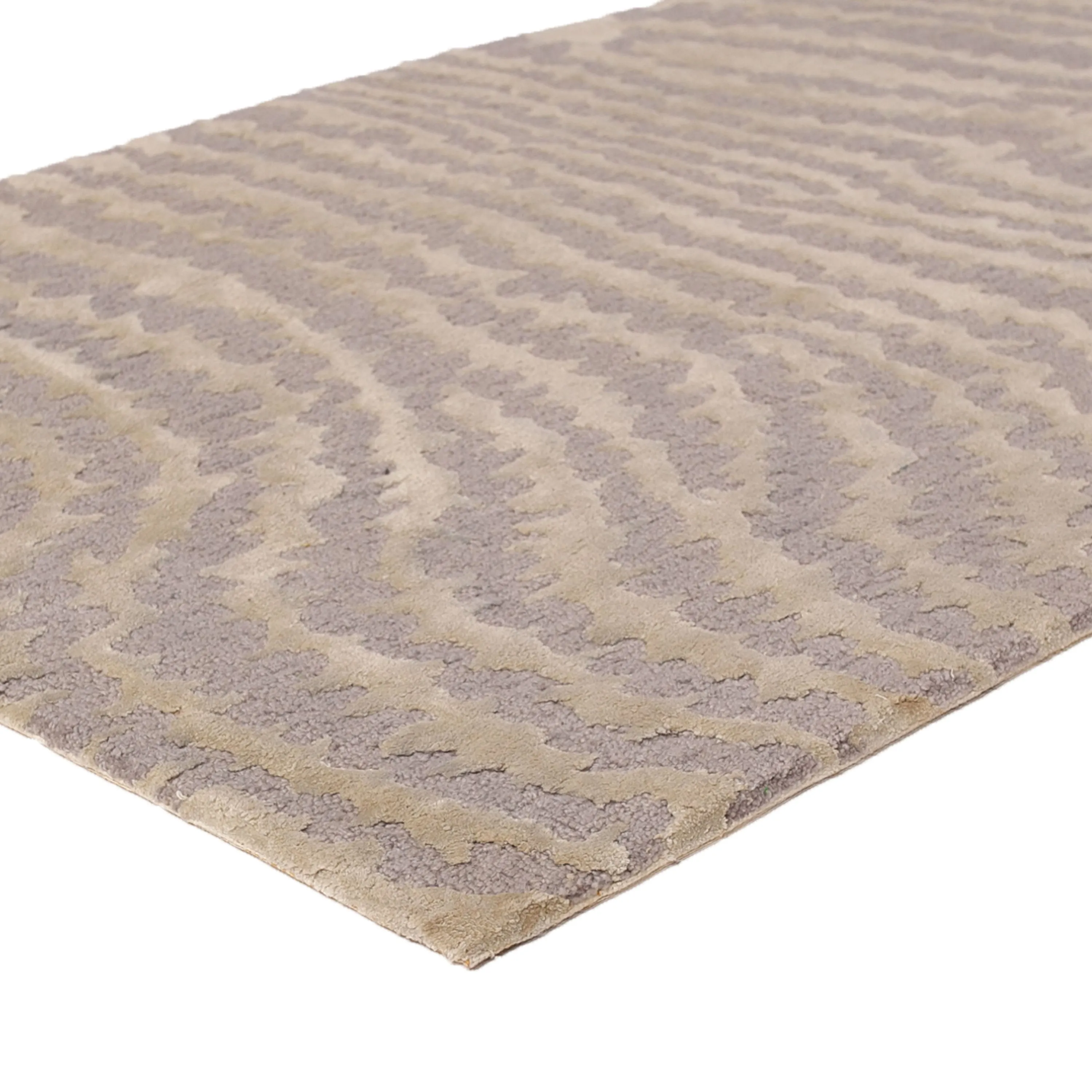 Beige Modern Wool Silk Blend Rug - 2'4" x 3'9"