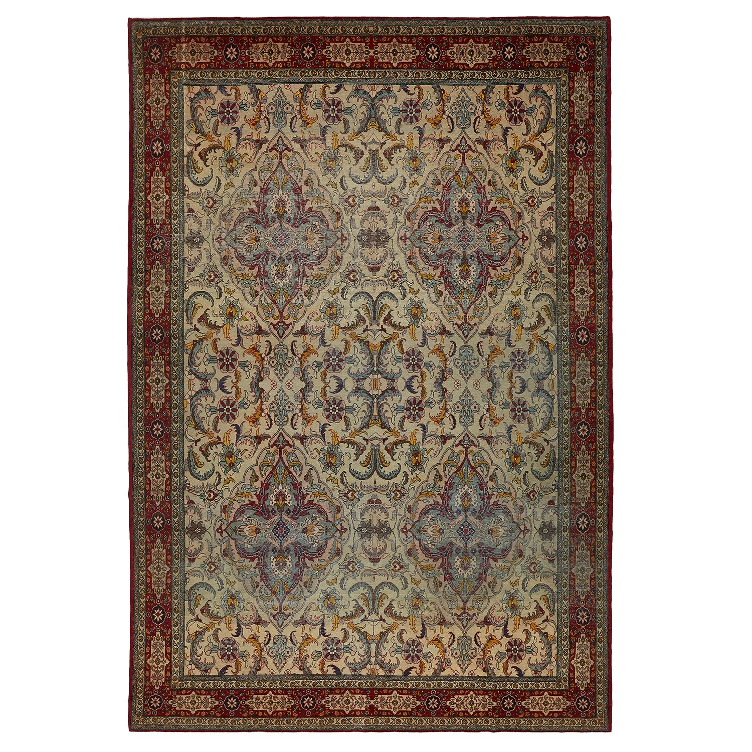 Beige Vintage Traditional Turkish Wool Rug - 8'4" x 12'2"