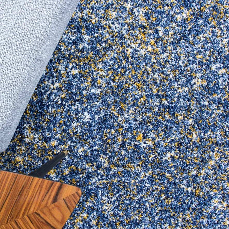 Blue Ochre Mottled Shaggy Rug