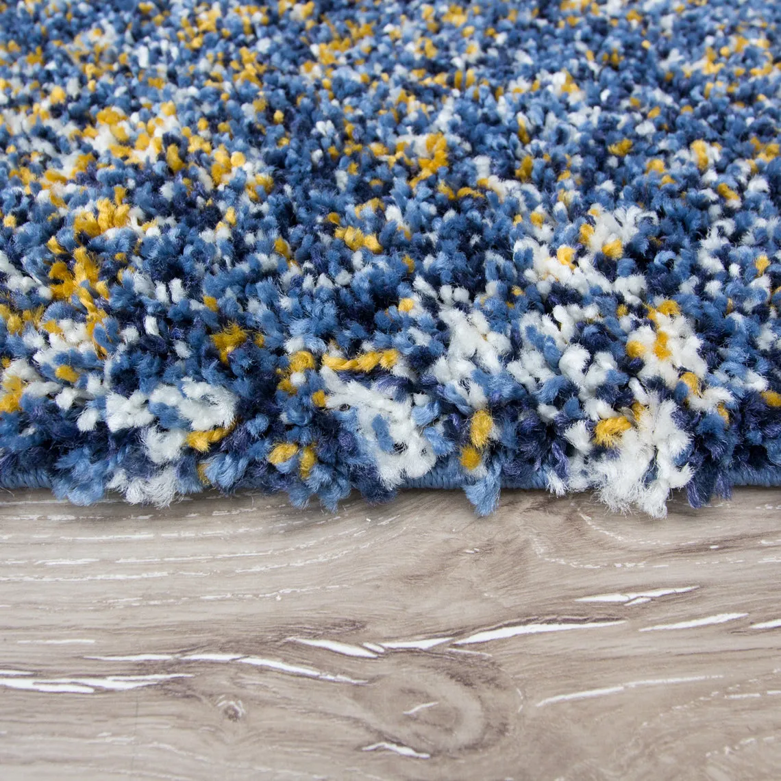 Blue Ochre Mottled Shaggy Rug