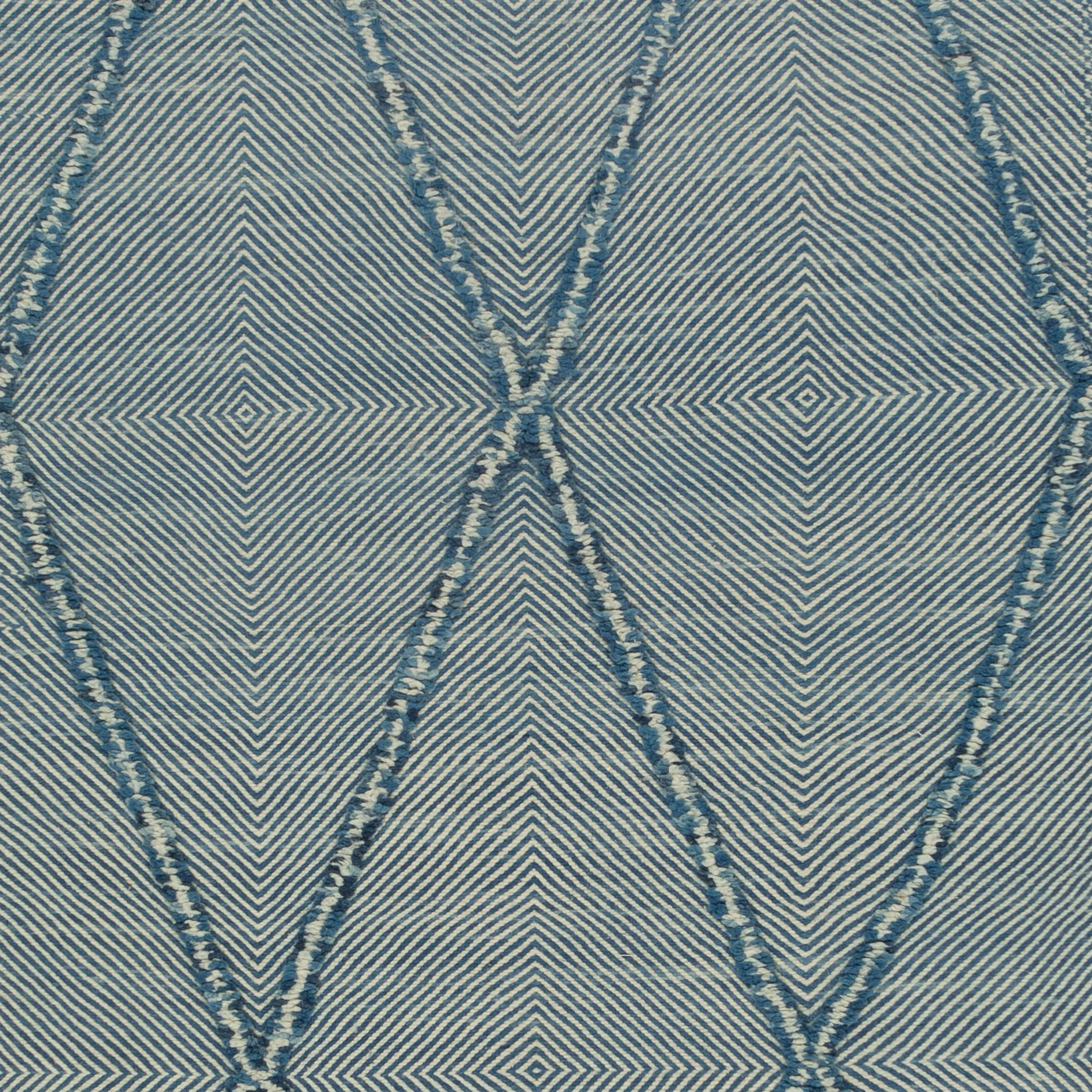 Blue Wool Kilim Runner - 3'10" x 10'6"