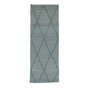 Blue Wool Kilim Runner - 3'10" x 10'6"