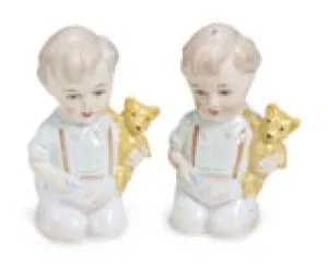 Boy With Teddy Porcelain Salt and Pepper Shaker