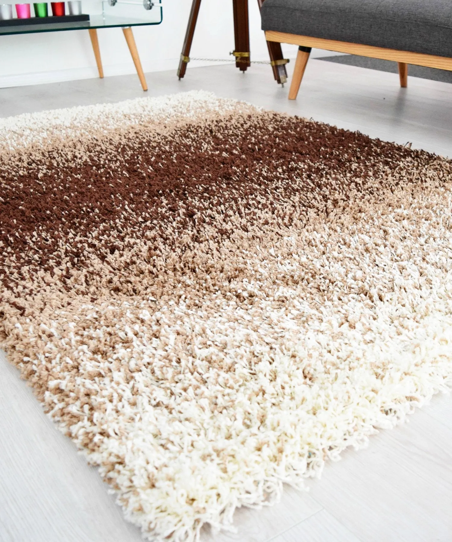 Brown Blend Thick Shaggy Rug - California