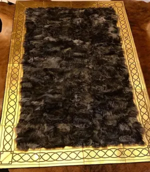 Brown Gold Genuine Sheep Leather Handmade Area Rug, Sheepskin Living Room Rug