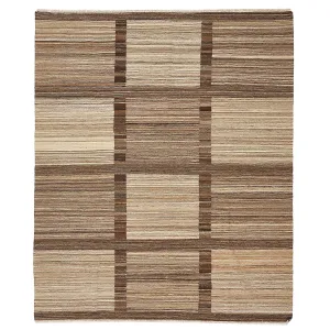 Brown Turkish Flatweave Wool Rug - 7'11" x 9'8"