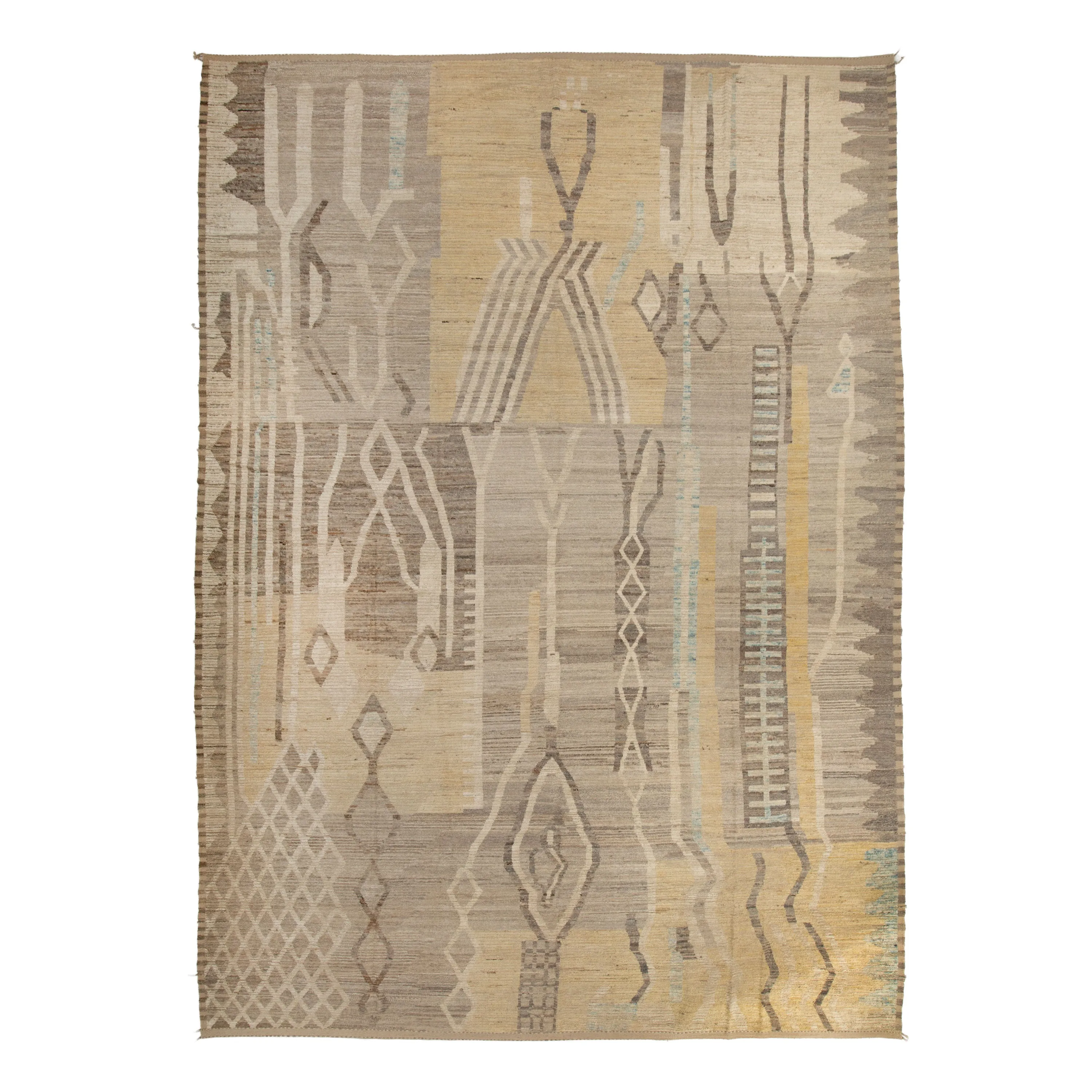 Brown Zameen Transitional Wool Rug- 14'2" x 19'7"