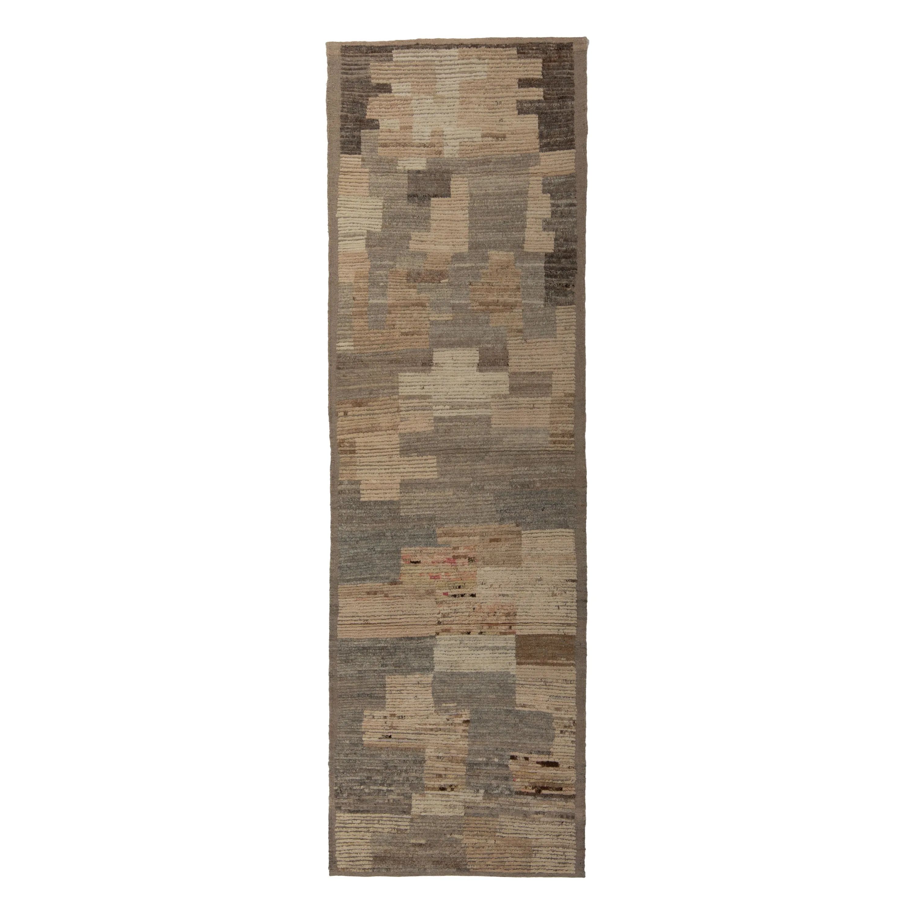 Brown Zameen Transitional Wool Rug - 3'6" x 11'6"