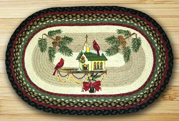 Christmas Birdhouse Oval Patch Rug