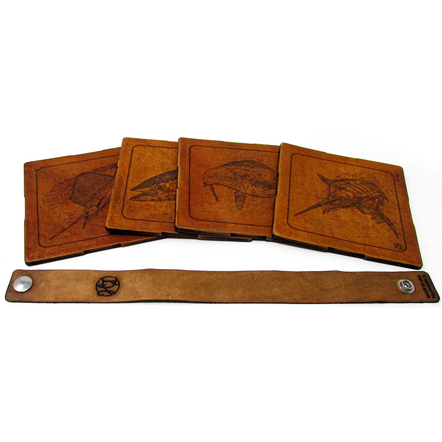 Coasters Set - Leather - Big Game Fishing 21