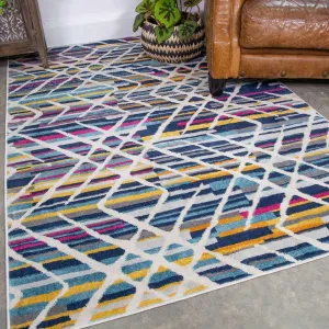 Colourful Geometric Strokes Pattern Rug