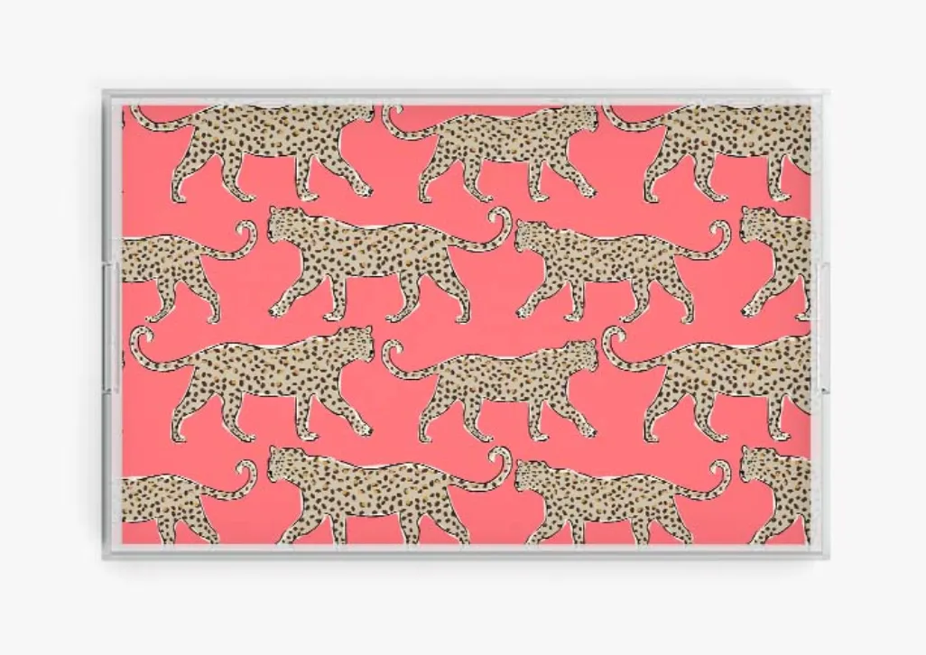 Coral Leopard Acrylic Tray