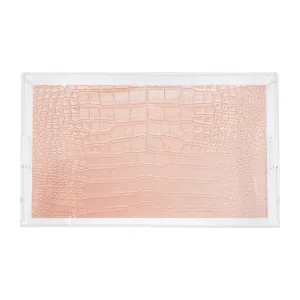 Crocodile Cameo Rose Gold Acrylic Vanity Tray 12.25X7.75