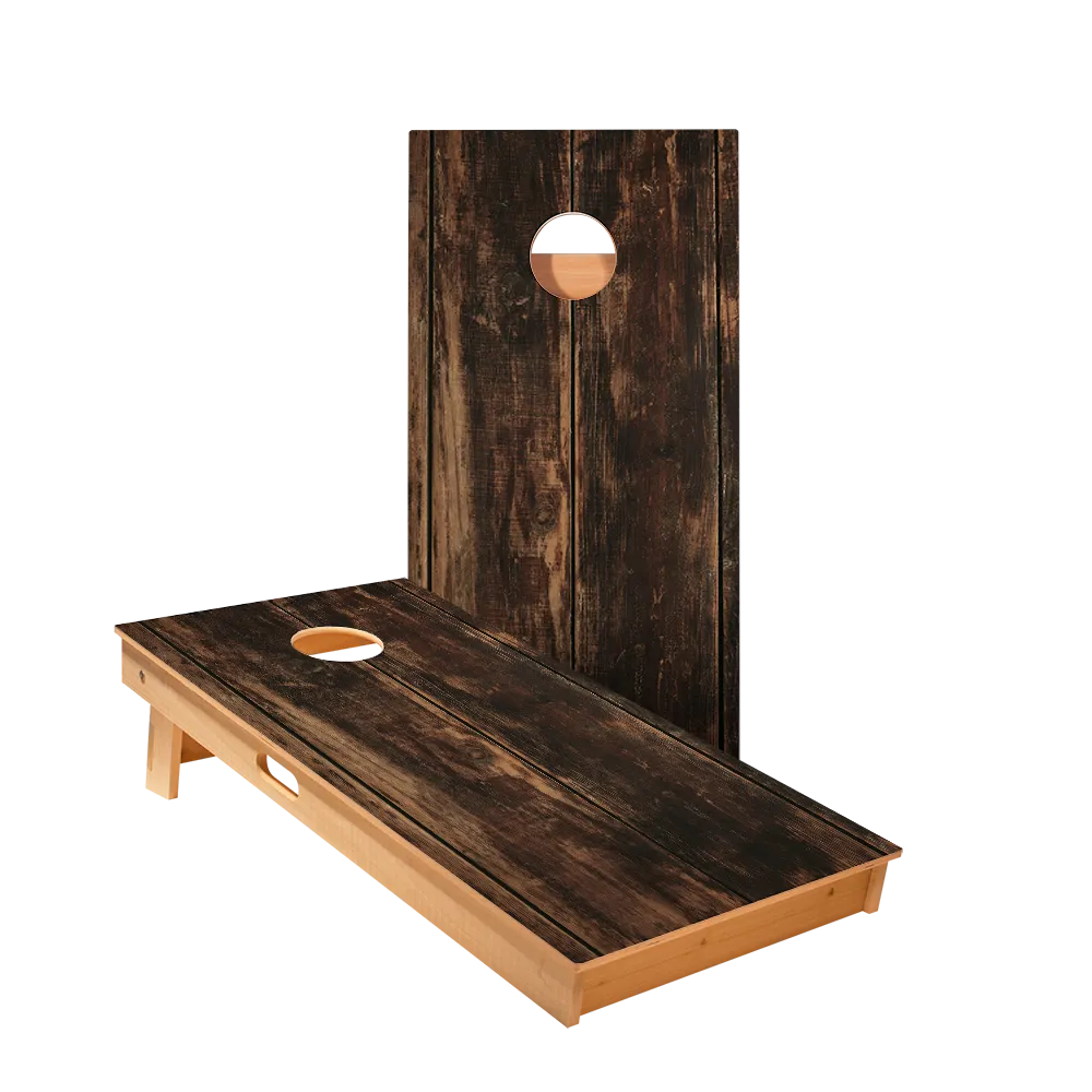 Dark Wood Panel Star Cornhole Boards