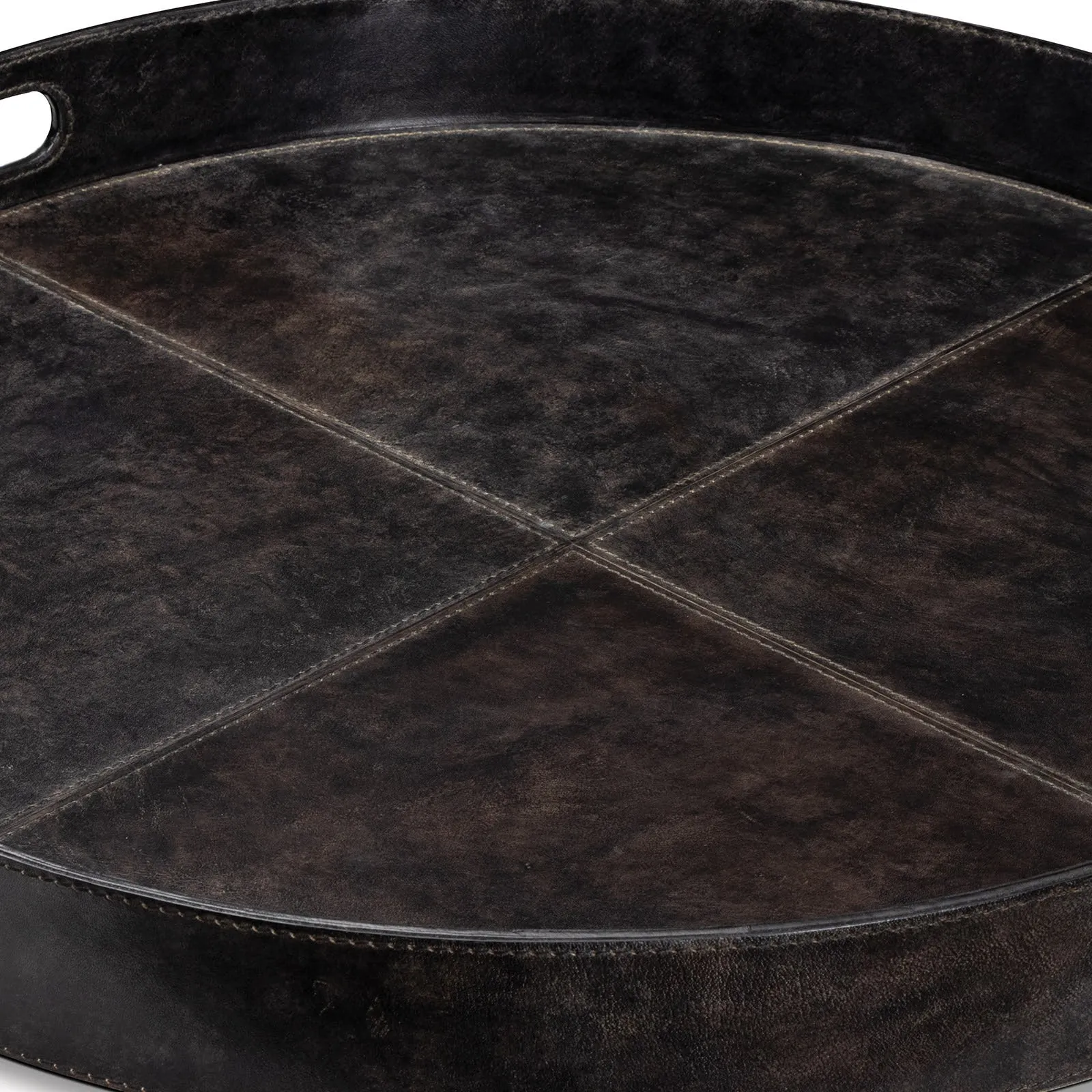 Derby Round Leather Tray (Black)