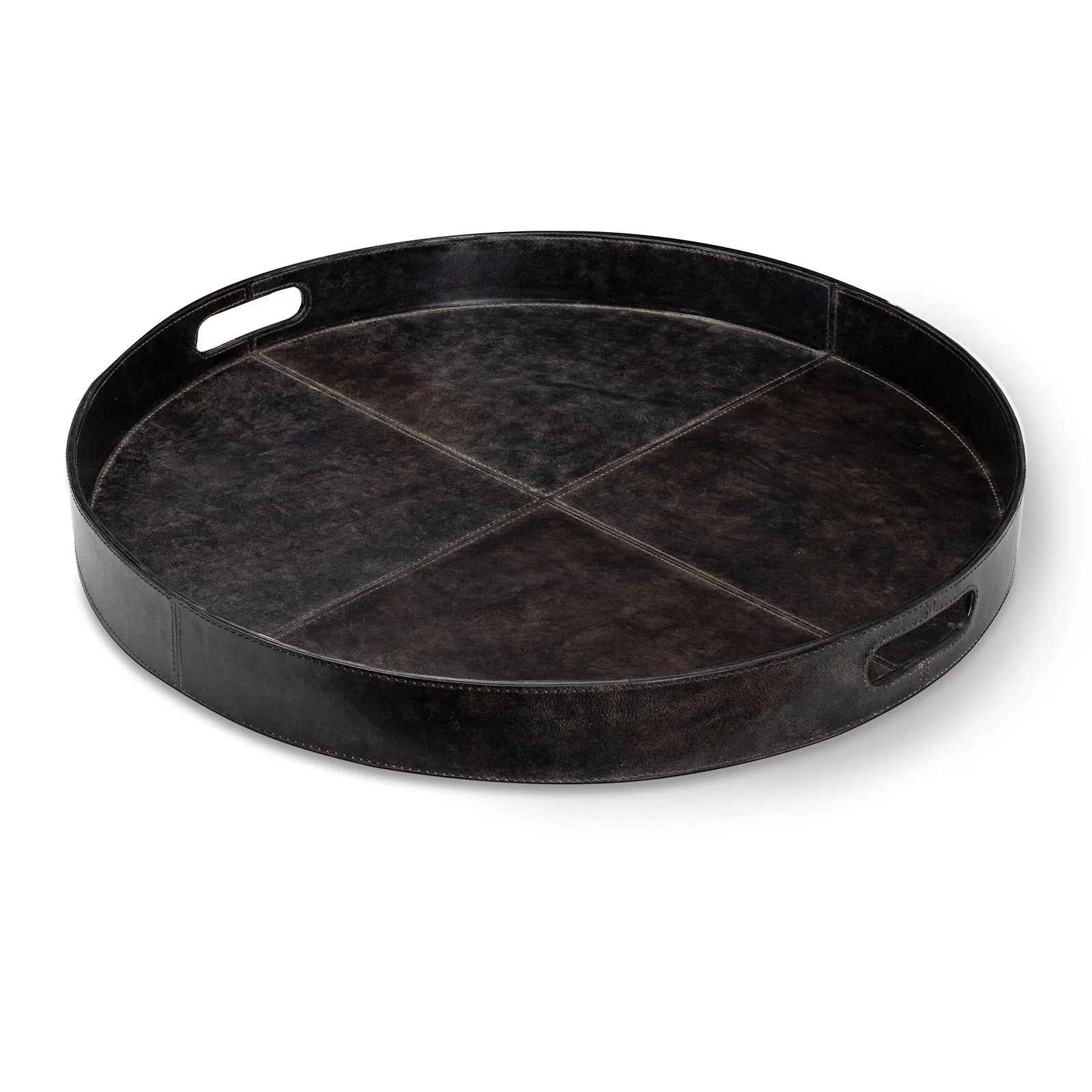 Derby Round Leather Tray (Black)