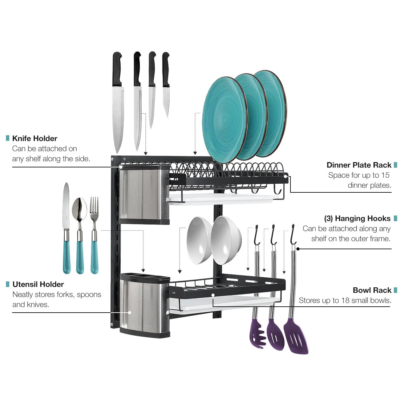 Dish Drying Wall Rack (2 Tier)