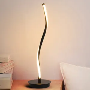 Dominique - Metal Metal Ribbon-Like Night Light Simplicity Black/White LED Task Lighting with Round Pedestal