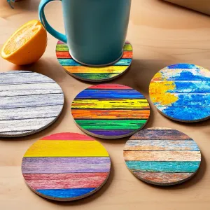 Ekhasa Ceramic Coffee Tea Coasters Set of 6 with Cork Base & Steel Holder | Coasters for Dining Table for Hot Pots | Table Coasters Decorative Items for Home Decoration | Cup Cover Lid for Glass, Cup