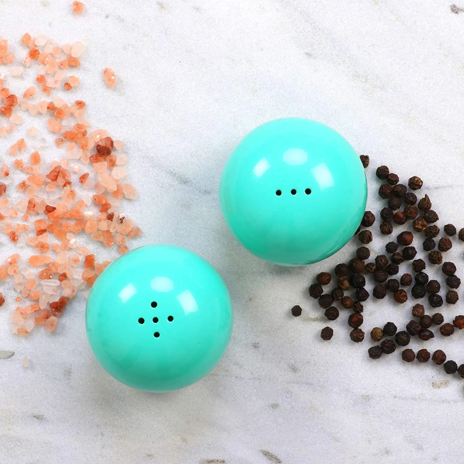 Elan Round Salt and Pepper Set (Aqua)