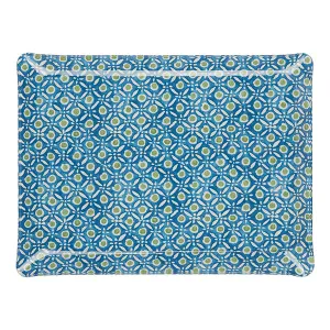 Fabric Tray Medium Batik Dots Blue/Green