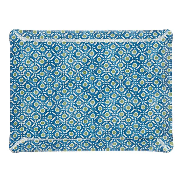 Fabric Tray Medium Batik Dots Blue/Green