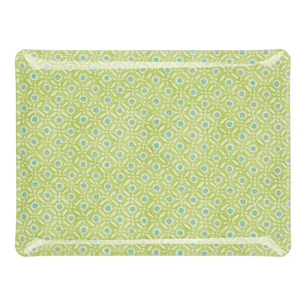 Fabric Tray Medium Batik Dots Green/Aqua